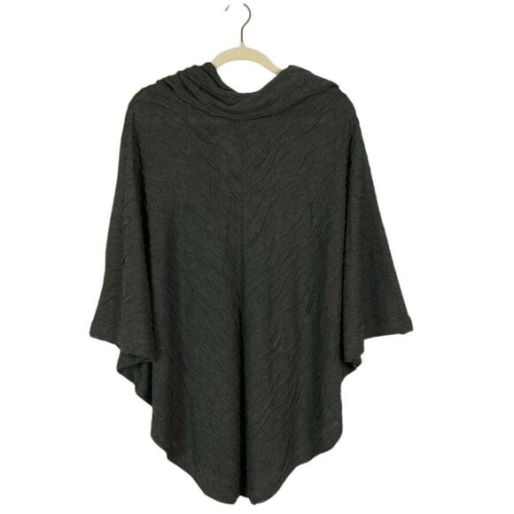 NWT Apropos Charcoal Gray Textured Women's Poncho Sweater Size L Polyester/Rayon - Picture 4 of 13